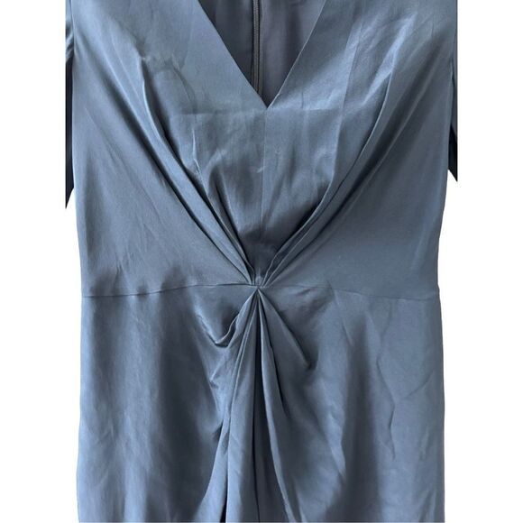 Zimmermann Long Sleeve V-Neck Twist Silk Sheath Dress Blue Women’s Size 6 - Picture 2 of 8